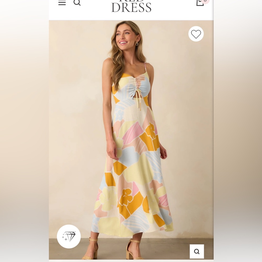 Brand New w Tags — White and Yellow Spaghetti Strap Maxi Dress